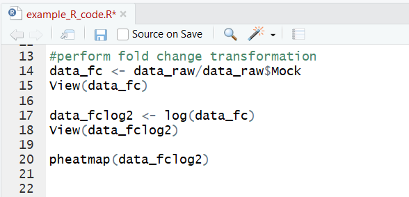 R code for generating fold-change heatmap